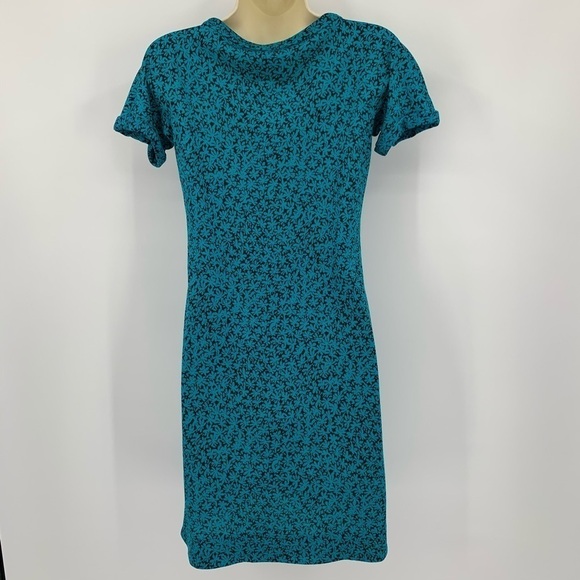 DVF Diane von Furstenberg Beth Meadow teal blue flower shift dress silk new 2 - Picture 3 of 7